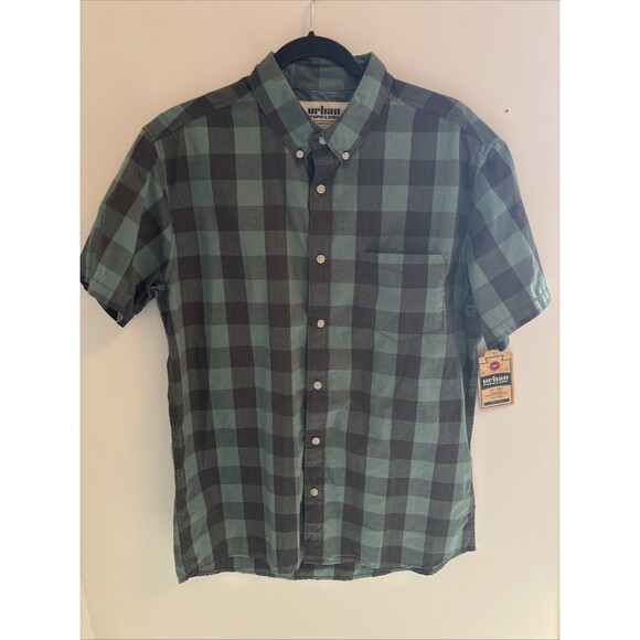NWT Urban Pipeline Plaid Button Up Short Sleeve Casual Shirt L Men’s - Picture 1 of 9